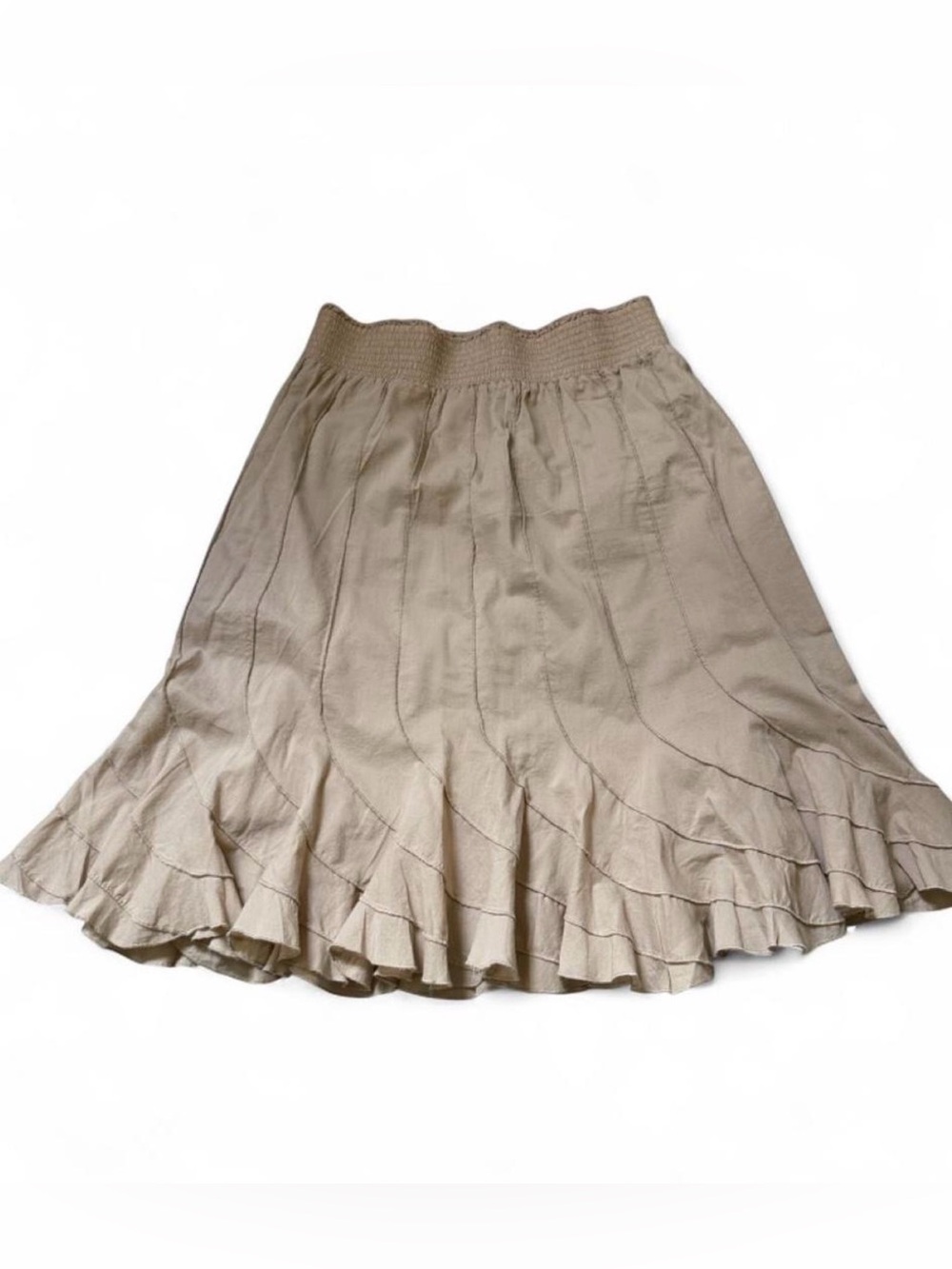Grace Elements Beige Tiered Ruffle A-Line Skirt